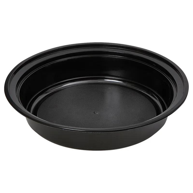 Victoria Bay Take-Out Container Base & Lid Combo 48 OZ PP Black Clear Round Shallow Microwave Safe 150/Case