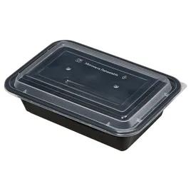 Victoria Bay Take-Out Container Base & Lid Combo 24 OZ PP Black Clear Rectangle Shallow Microwave Safe 150/Case