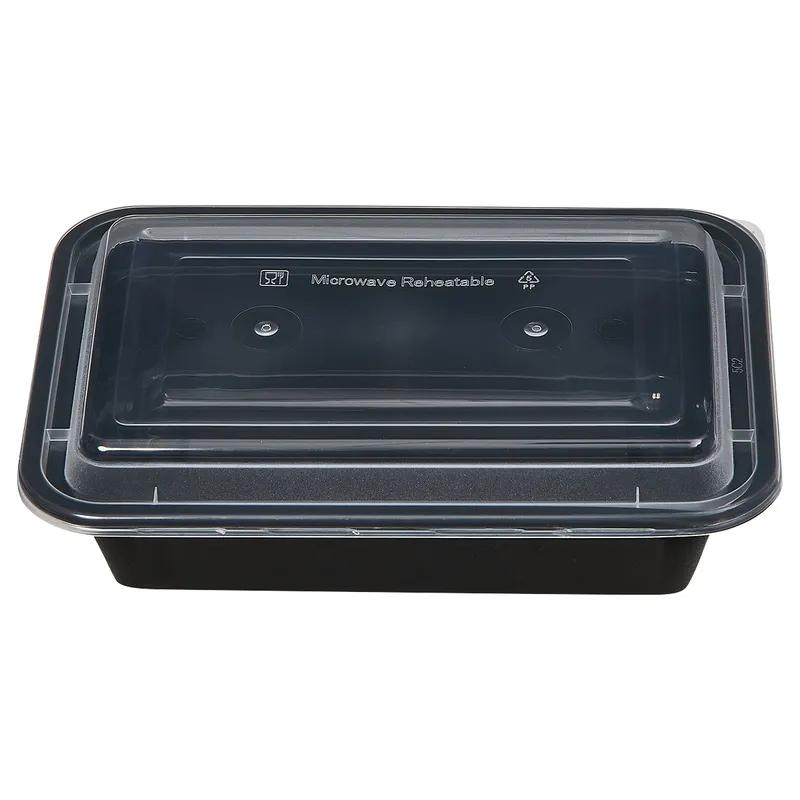 Victoria Bay Take-Out Container Base & Lid Combo 24 OZ PP Black Clear Rectangle Shallow Microwave Safe 150/Case