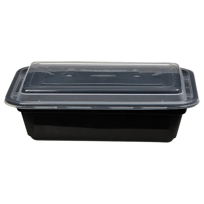Victoria Bay Take-Out Container Base & Lid Combo 24 OZ PP Black Clear Rectangle Shallow Microwave Safe 150/Case