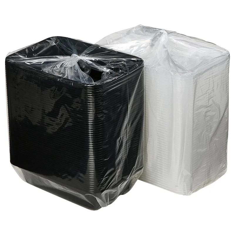 Victoria Bay Take-Out Container Base & Lid Combo 24 OZ PP Black Clear Rectangle Shallow Microwave Safe 150/Case