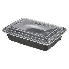 Victoria Bay Take-Out Container Base & Lid Combo 38 OZ PP Black Clear Rectangle Shallow Microwave Safe 150/Case