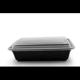 Victoria Bay Take-Out Container Base & Lid Combo 38 OZ PP Black Clear Rectangle Shallow Microwave Safe 150/Case