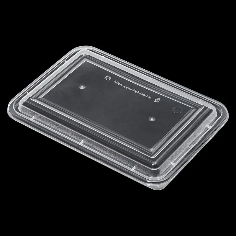 Victoria Bay Take-Out Container Base & Lid Combo 38 OZ PP Black Clear Rectangle Shallow Microwave Safe 150/Case