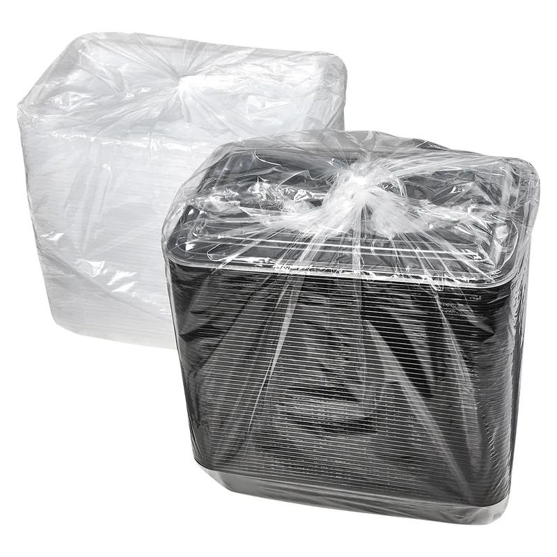 Victoria Bay Take-Out Container Base & Lid Combo 38 OZ PP Black Clear Rectangle Shallow Microwave Safe 150/Case