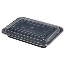 Victoria Bay Take-Out Container Base & Lid Combo 16 OZ PP Black Clear Rectangle Shallow Microwave Safe 150/Case