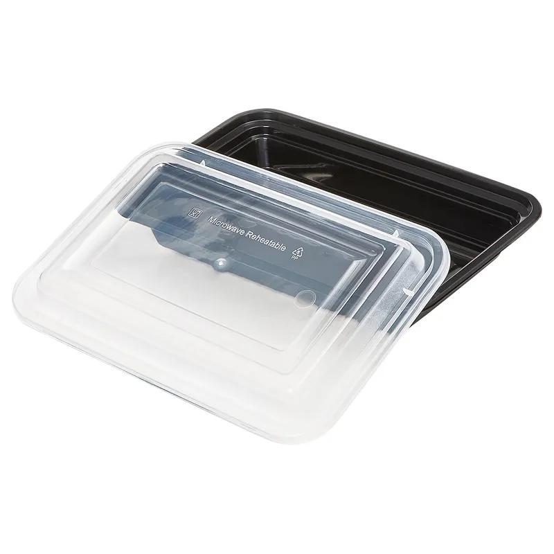 Victoria Bay Take-Out Container Base & Lid Combo 16 OZ PP Black Clear Rectangle Shallow Microwave Safe 150/Case