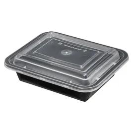 Victoria Bay Take-Out Container Base & Lid Combo 12 OZ PP Black Clear Rectangle Shallow Microwave Safe 150/Case