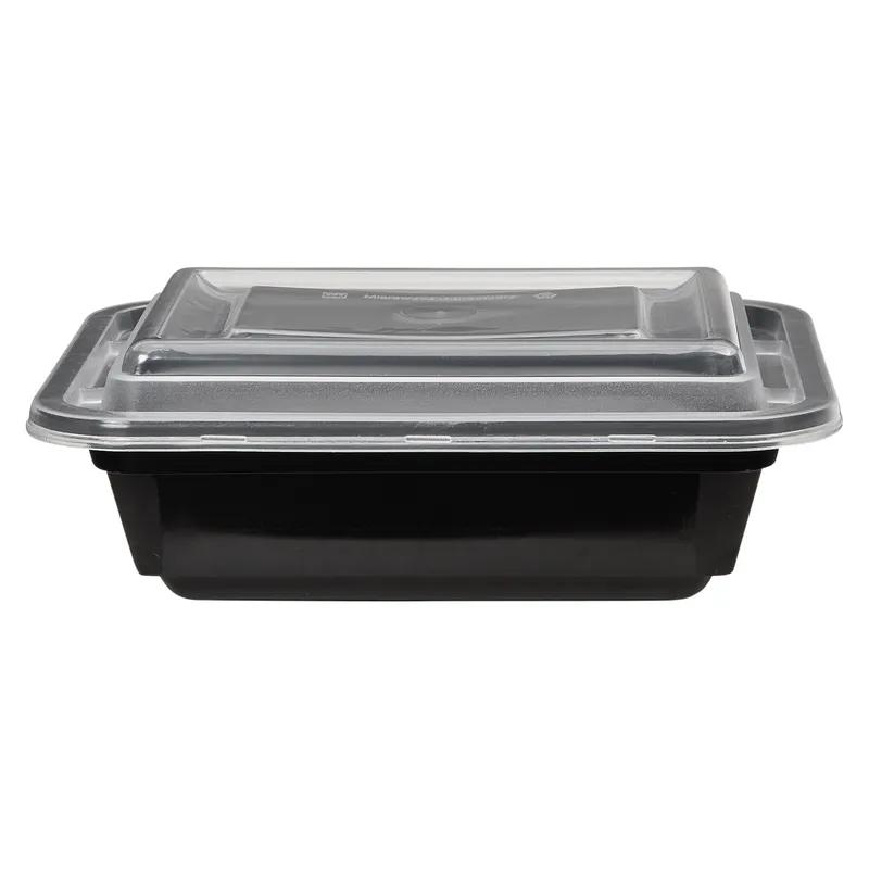 Victoria Bay Take-Out Container Base & Lid Combo 12 OZ PP Black Clear Rectangle Shallow Microwave Safe 150/Case