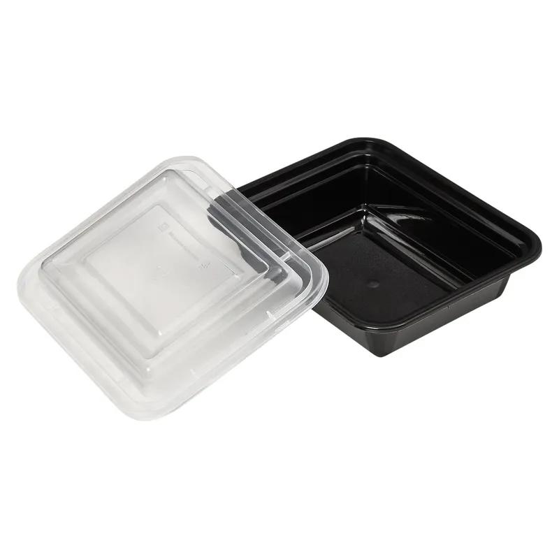 Victoria Bay Take-Out Container Base & Lid Combo 12 OZ PP Black Clear Rectangle Shallow Microwave Safe 150/Case