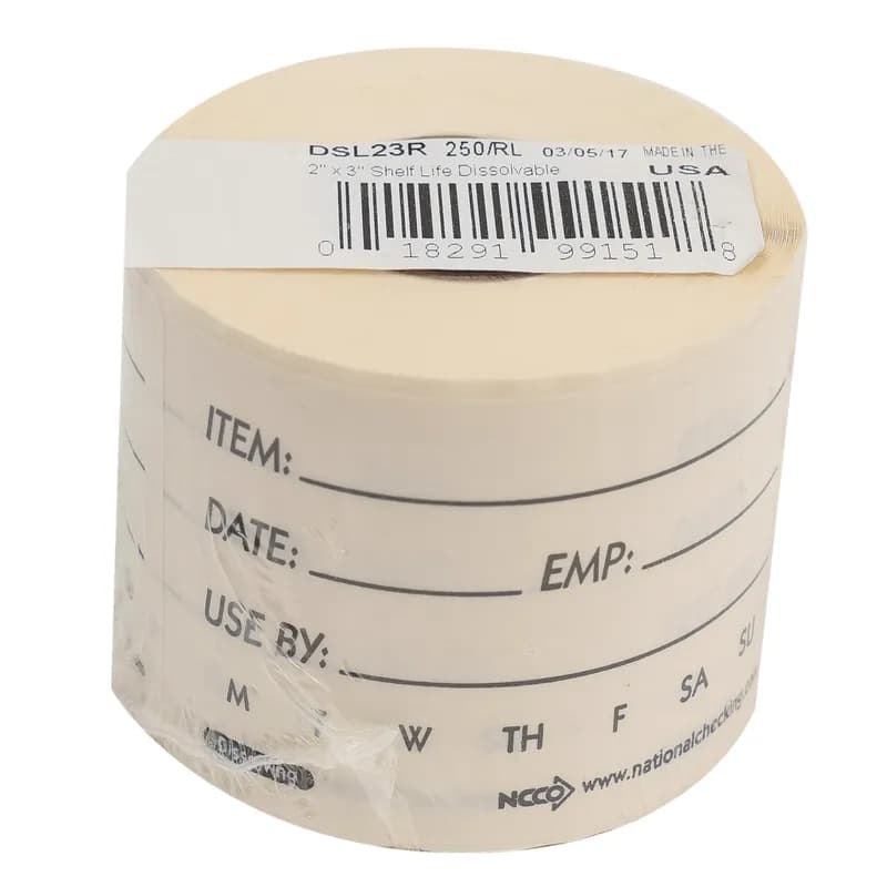 Item Date Use By Food Rotation Label 2X3 IN White Rectangle Dissolvable 250/Roll