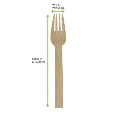 Fork 6.69 IN Bamboo Natural Lightweight Unwrapped 50 Count/Pack 10 Packs/Case 500 Count/Case