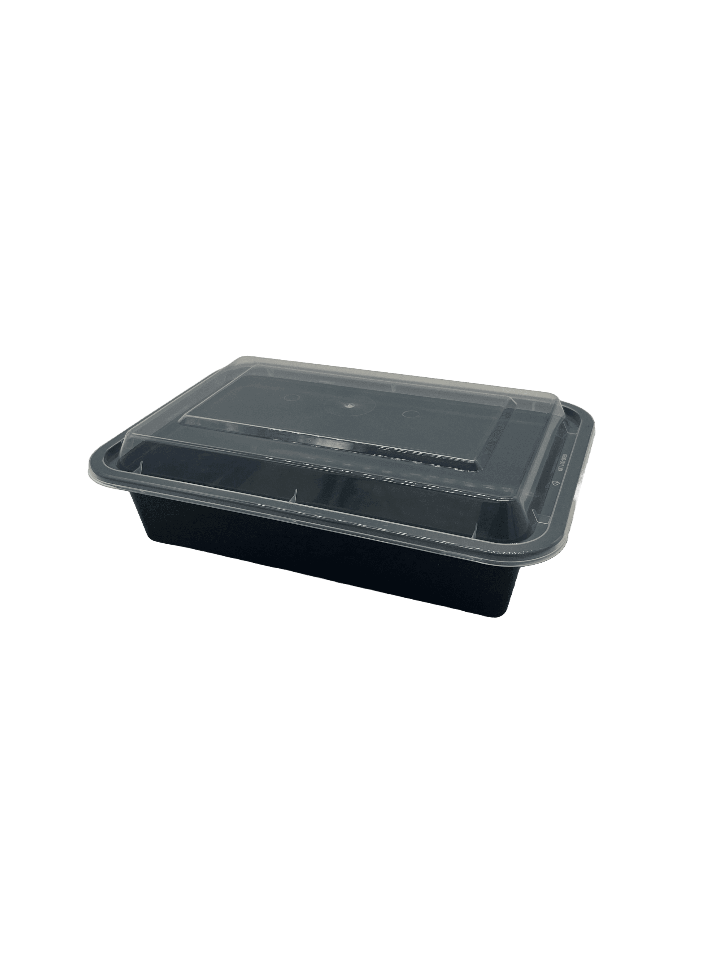 Take-Out Container Base & Lid Combo 38 OZ Plastic Black Clear Rectangle Deep 150/Case