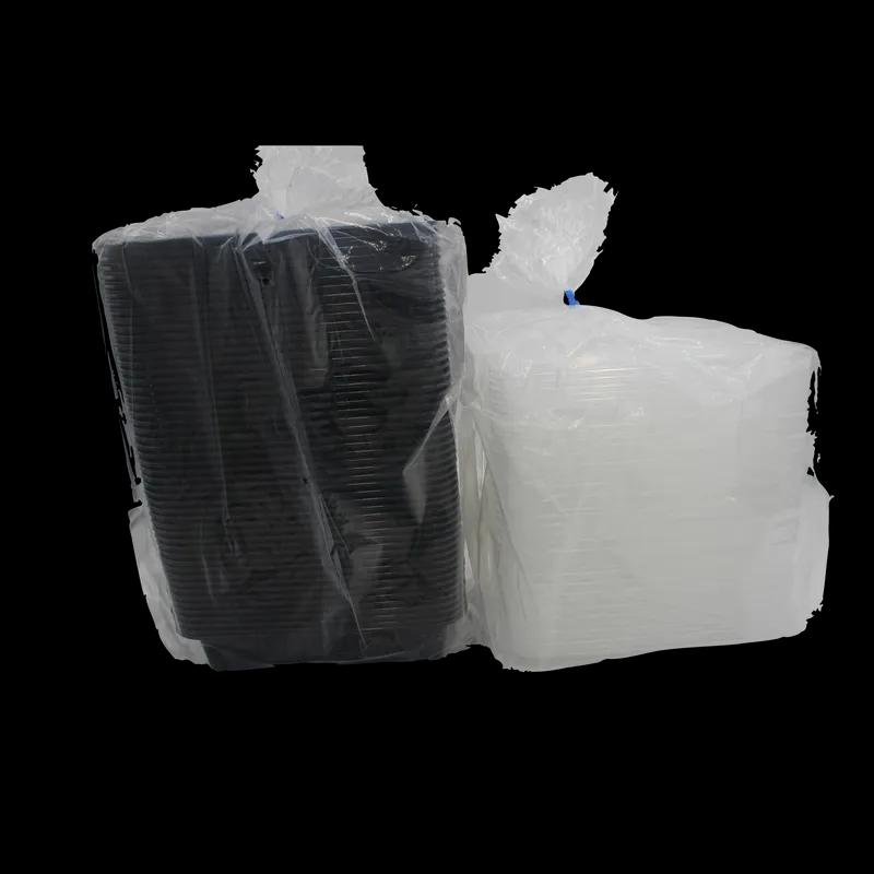 Take-Out Container Base & Lid Combo 38 OZ Plastic Black Clear Rectangle Deep 150/Case