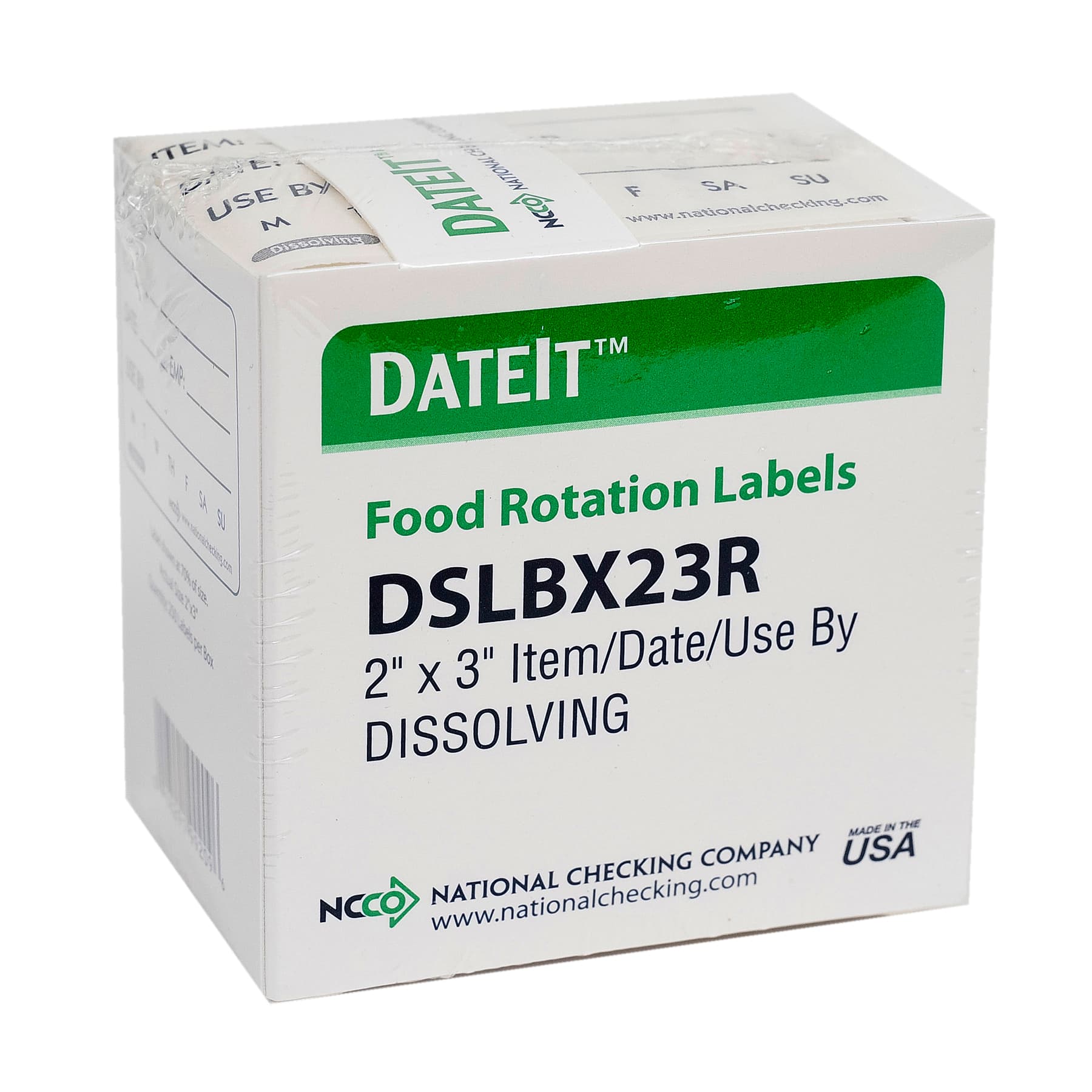 Item Date Use By Food Rotation Label 2X3 IN White Rectangle Dissolvable 250CT 1/Each