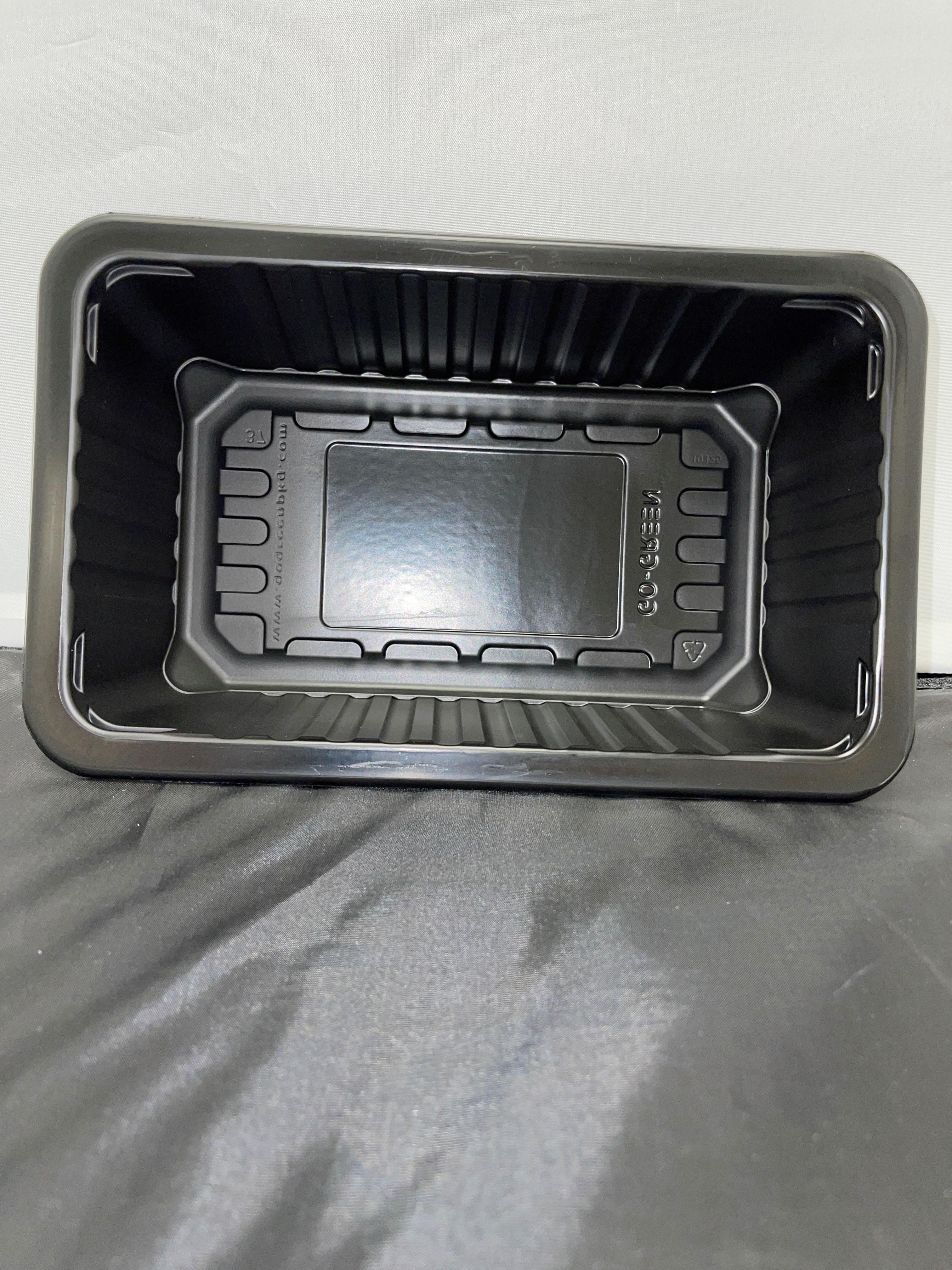 Meat Tray 10.69X6.72X3.75 IN 1 Compartment PP Black Rectangle Barrier 2576/Pallet