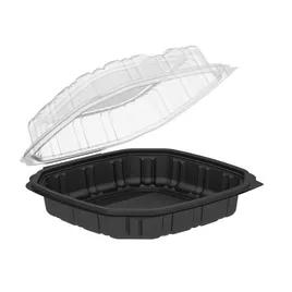 Culinary Classics® Take-Out Container Hinged 9X9X3 IN PP Black Clear Square Tear-Away Vented 120/Case