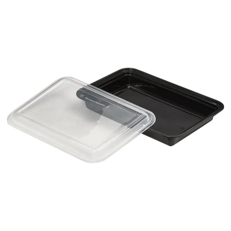 Victoria Bay Take-Out Container Base & Lid Combo 58 OZ Plastic Black Rectangle Microwave Safe 150/Case