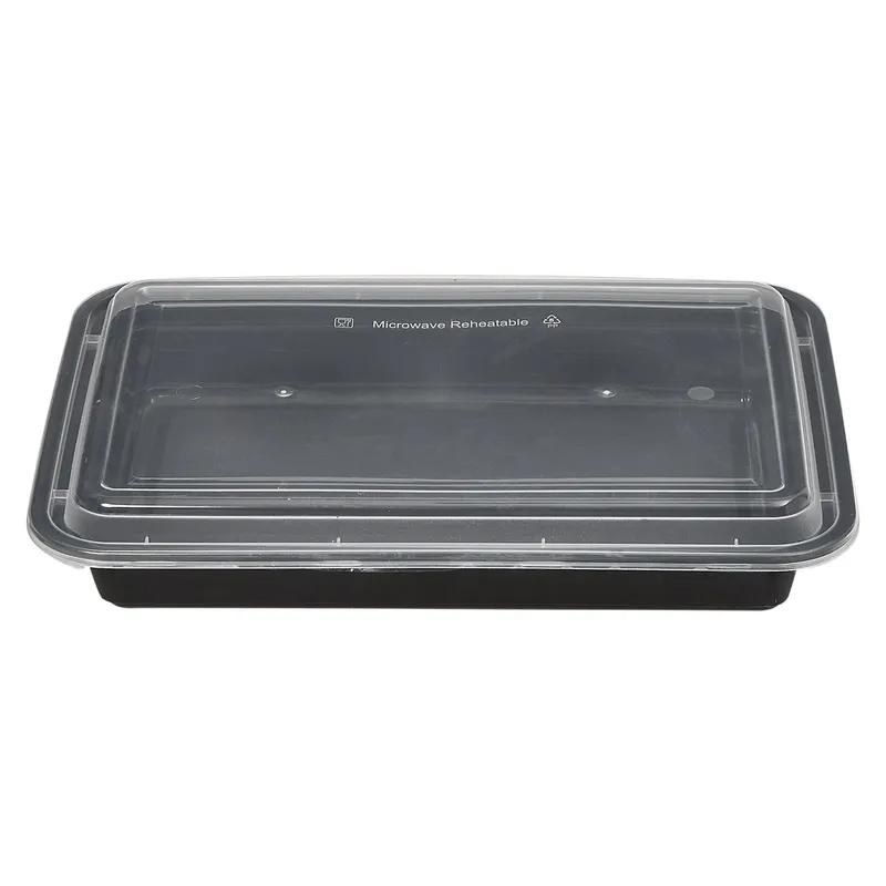 Victoria Bay Take-Out Container Base & Lid Combo 58 OZ Plastic Black Rectangle Microwave Safe 150/Case