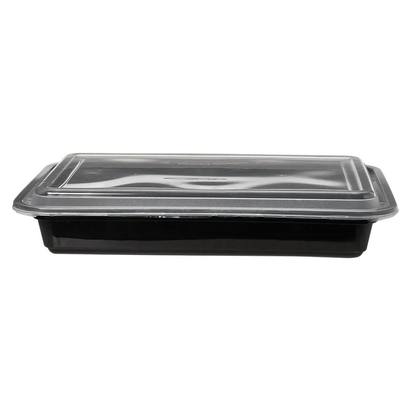 Victoria Bay Take-Out Container Base & Lid Combo 58 OZ Plastic Black Rectangle Microwave Safe 150/Case