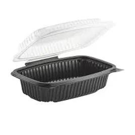 Culinary Classics® Take-Out Container Hinged 9.55X6.49X3.21 IN PP Black Clear Microwave Safe Anti-Fog 120/Case