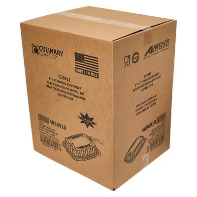 Culinary Classics® Take-Out Container Hinged 9.55X6.49X3.21 IN PP Black Clear Microwave Safe Anti-Fog 120/Case