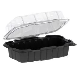 Crisp Food Technologies® Take-Out Container Hinged 9.55X6.65X3.68 IN PP Black Clear Microwave Safe Anti-Fog 110/Case