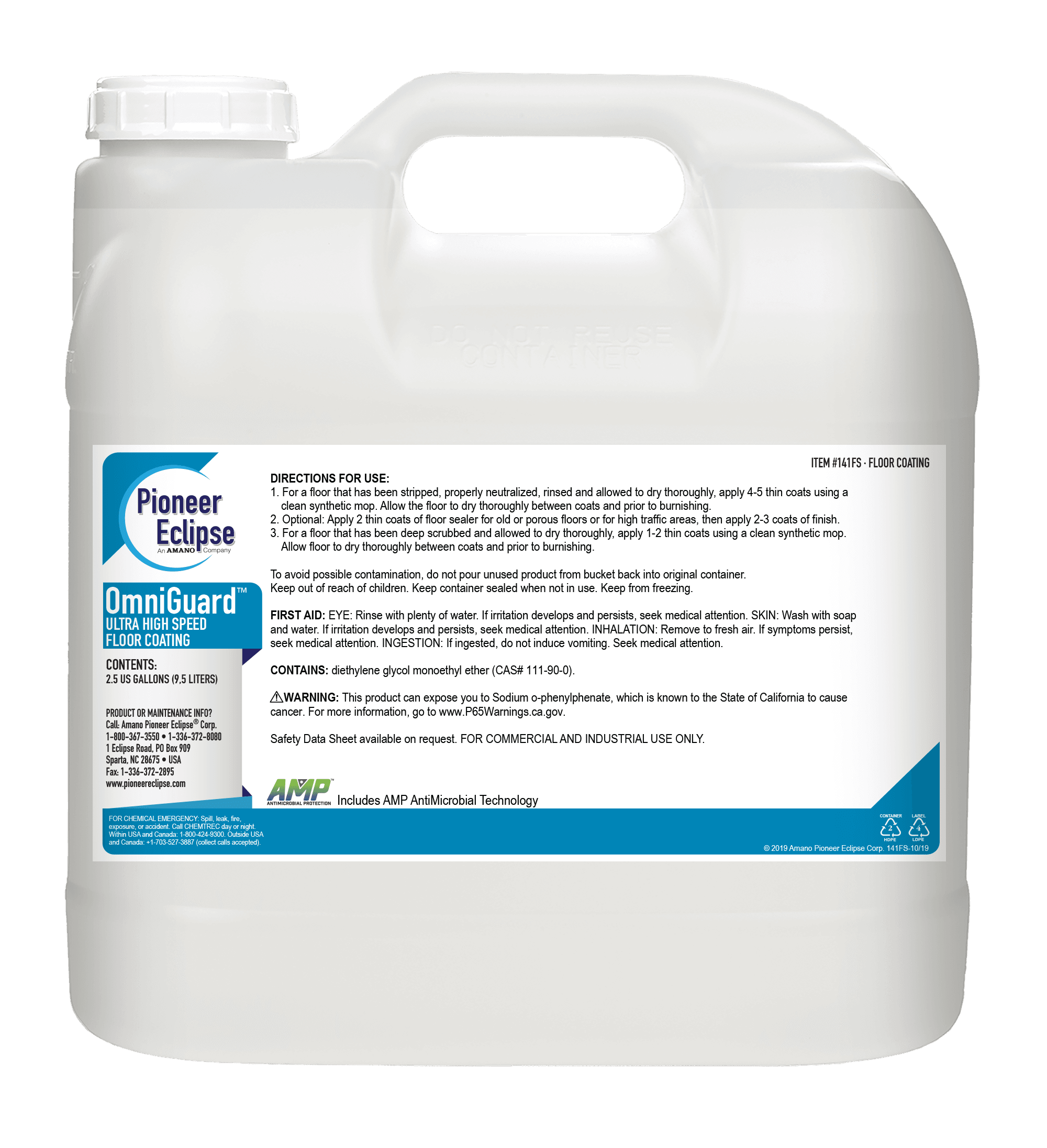 OmniGuard Floor Coating 2.5 GAL Floor Liquid Ultra High Solids 2/Case