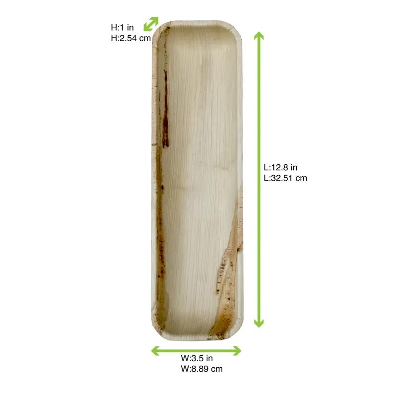 Plate 12.8X3.5X1 IN Palm Leaf Natural Rectangle 10 Count/Pack 5 Packs/Case 50 Count/Case