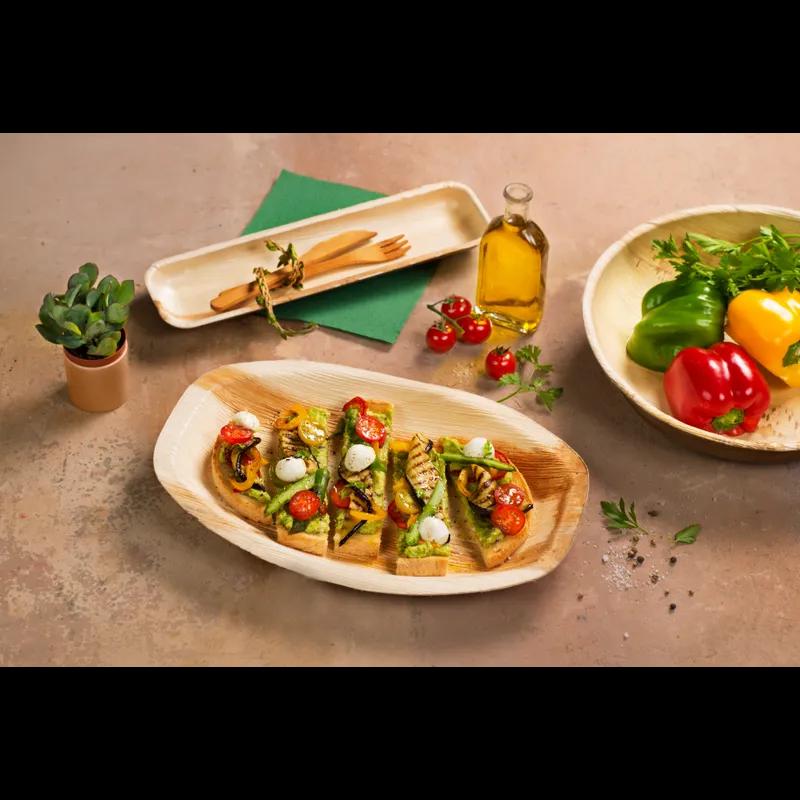 Plate 12.8X3.5X1 IN Palm Leaf Natural Rectangle 10 Count/Pack 5 Packs/Case 50 Count/Case