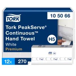 Tork PeakServe Continuous™ Folded Guest Towel H5 8.85X7.91 IN 3.15X7.91 IN 1PLY White Premium Continuous Embossed Refill 270 Sheets/Pack 12 Packs/Case 3240 Count/Case