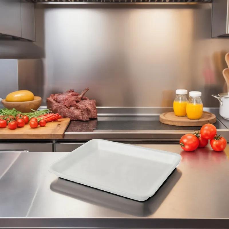 9P Meat Tray 9X11.75X1.25 IN 1 Compartment Polystyrene Foam White Rectangle 200/Case