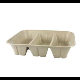 Catering Pan 1/2 Size 104 OZ 12.8X10.4X2.9 IN 3 Compartment Plant Fiber Bamboo Natural Adjustable 200/Case