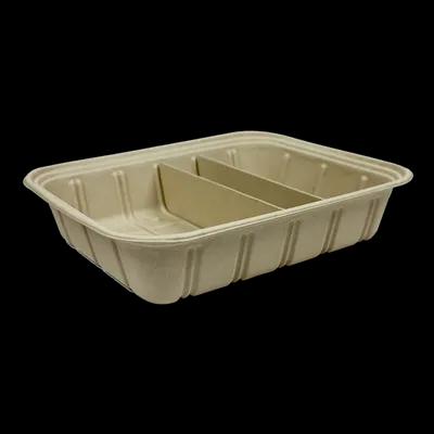 Catering Pan 1/2 Size 104 OZ 12.8X10.4X2.9 IN 3 Compartment Plant Fiber Bamboo Natural Adjustable 200/Case