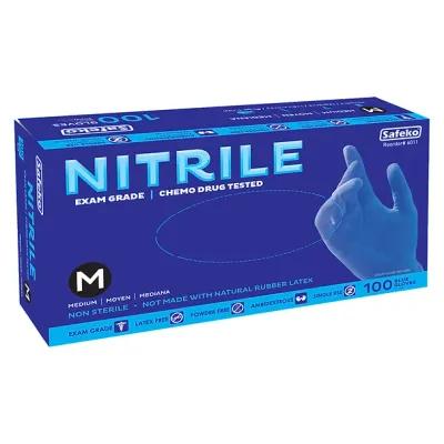 Examination Gloves Medium (MED) Blue 3.0g Nitrile Rubber Powder-Free 100 Count/Pack 10 Packs/Case 1000 Count/Case