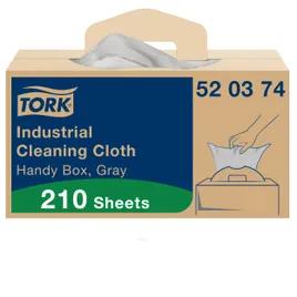 Tork Cleaning Cloth 16.34X14 IN 1PLY Paper Gray Industrial Handy Box System 210 Count/Pack 1 Packs/Case