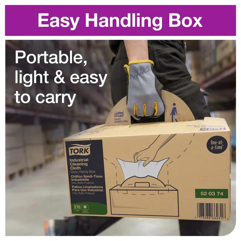 Tork Cleaning Cloth 16.34X14 IN 1PLY Paper Gray Industrial Handy Box System 210 Count/Pack 1 Packs/Case