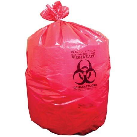 Biohazard Bag 33X39 IN 33 GAL Red LLDPE 1.25MIL 100/Case