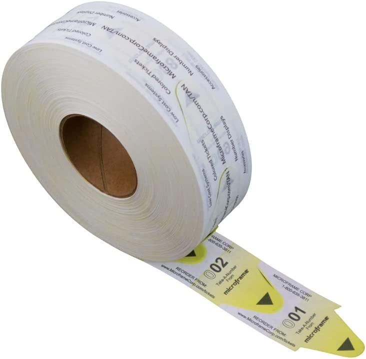 Numbered Ticket 5.83X5.43X1.8 IN Yellow Paper 3000/Roll
