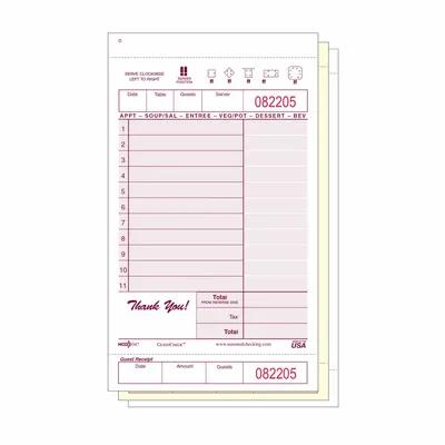 Guest Check Paper Medium-Wide 3-Part Carbonless Booked 2000/Case