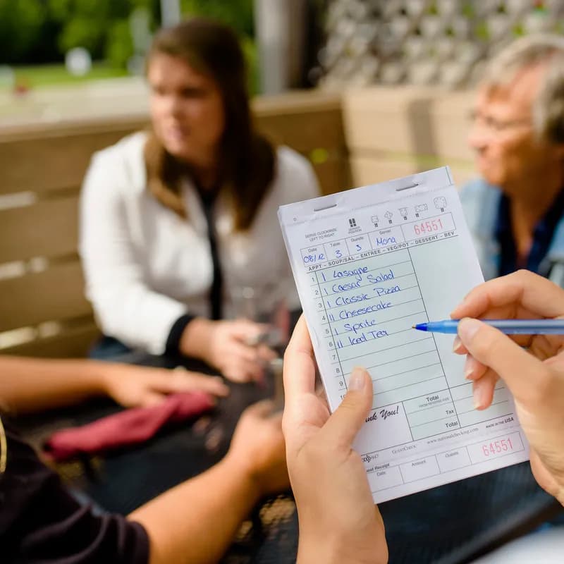 Guest Check 4.25X7.25 IN Paper Green Medium-Wide 2-Part Carbonless Booked 2000/Case