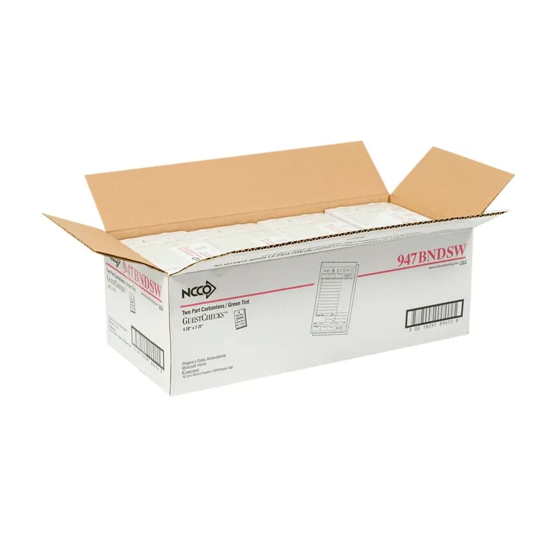 Guest Check 4.25X7.25 IN Paper Green Medium-Wide 2-Part Carbonless Booked 2000/Case
