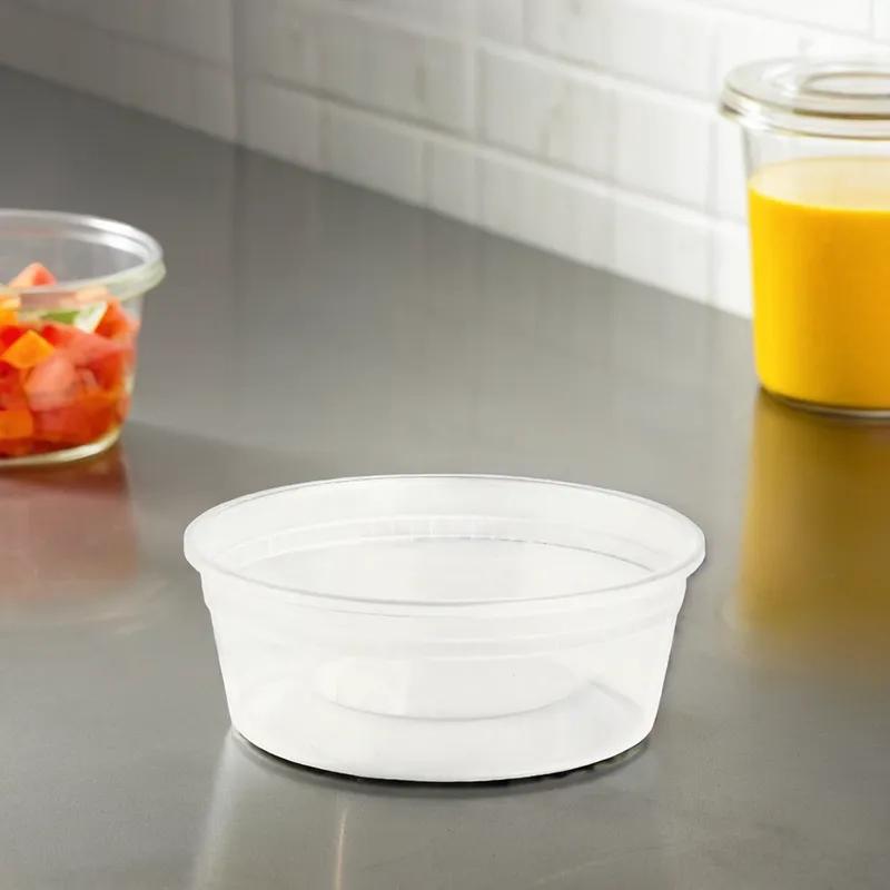 Classic Line Deli Container Base 8 OZ PP Clear Round Heavy Duty Microwave Safe Stackable Leak Resistant 1000/Case