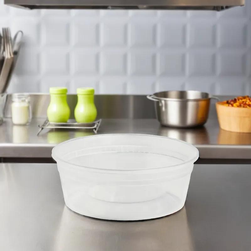 Classic Line Deli Container Base 8 OZ PP Clear Round Heavy Duty Microwave Safe Stackable Leak Resistant 1000/Case