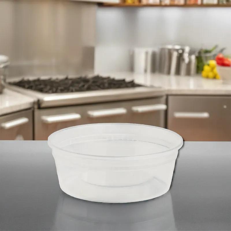 Classic Line Deli Container Base 8 OZ PP Clear Round Heavy Duty Microwave Safe Stackable Leak Resistant 1000/Case