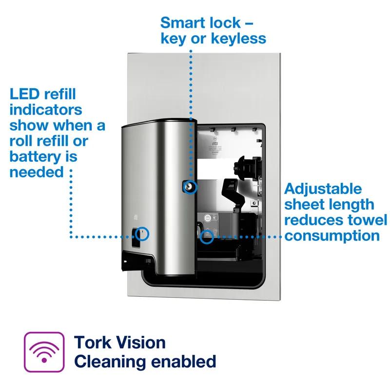 Tork H1 Paper Towel Dispenser 8X18X27 IN Wall Mount Hard Roll Recessed Automatic Touchless Intuition Sensor 1/Each