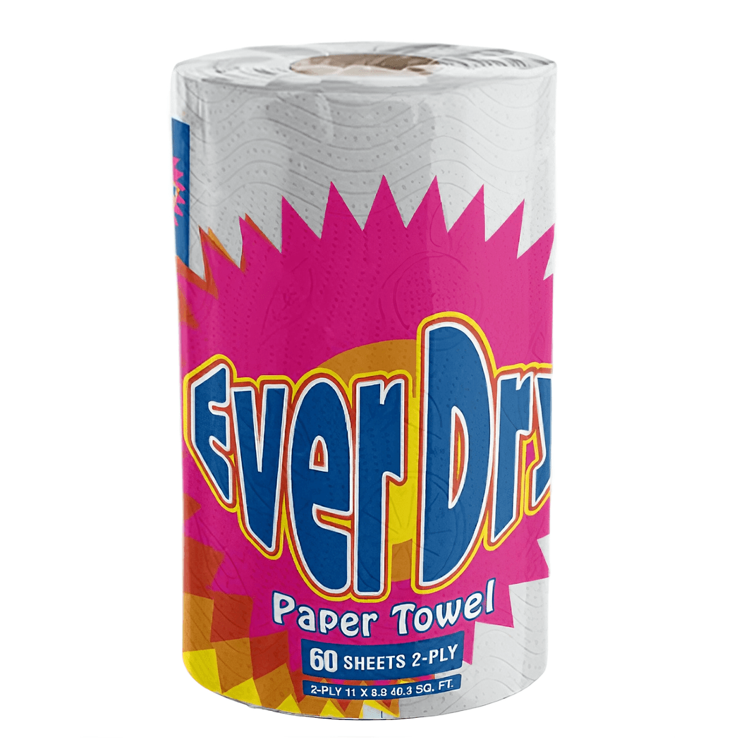 Everdry Household & Kitchen Roll Paper Towel 2PLY White 60 Sheets/Roll 30 Rolls/Case