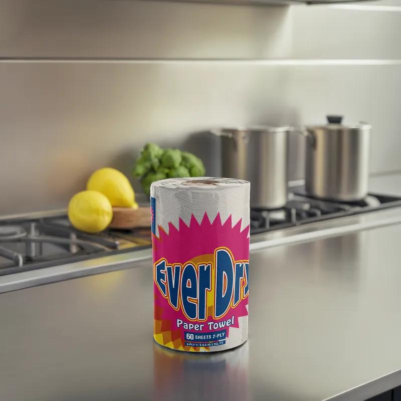 Everdry Household & Kitchen Roll Paper Towel 2PLY White 60 Sheets/Roll 30 Rolls/Case