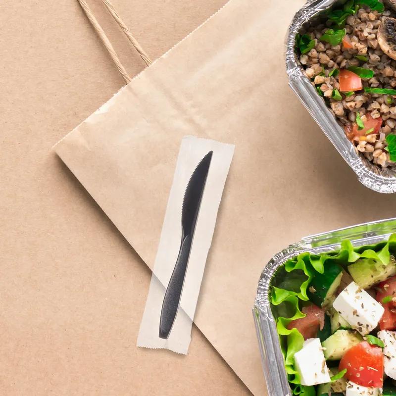 Solo® Reliance® Knife 6.6X0.6 IN PS Black Medium Heavy Individually Wrapped Serrated 1000/Case