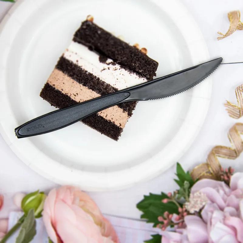 Solo® Reliance® Knife 6.6X0.6 IN PS Black Medium Heavy Individually Wrapped Serrated 1000/Case